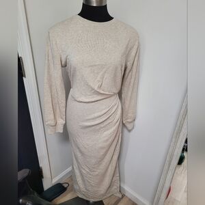 LOFT Cream Long Sleeve Lounge Comfy Dress